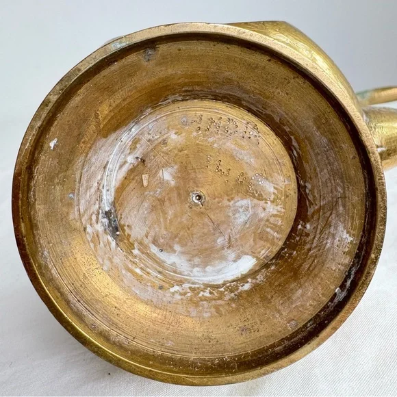 Vintage Solid Brass Teapot Genie Lamp Pitcher Made in India Ornate Etched Floral - Picture 5 of 15